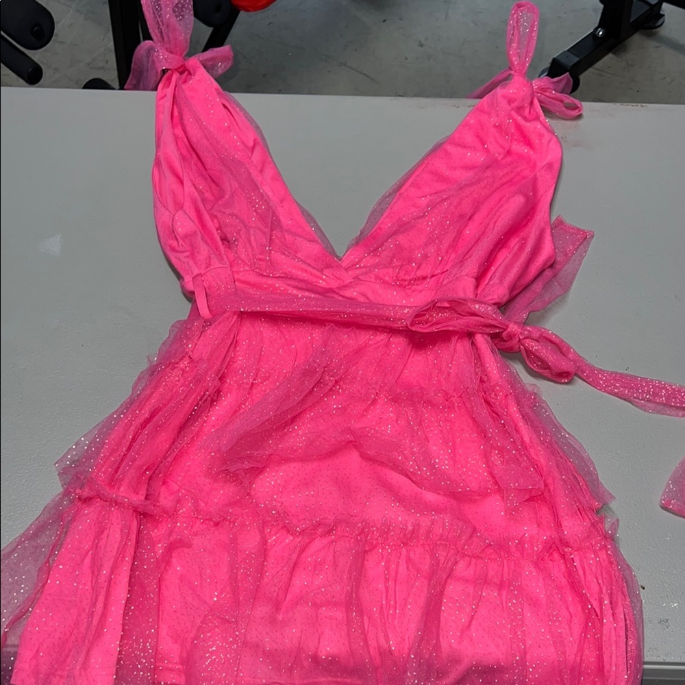 SHEIN Pink Glitter Mini Dress